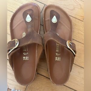 Birkenstock natural leather big buckle sandals